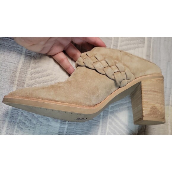 Dolce Vita Women's Braided Suede Mule Block Heel Pointed Toe Taupe Size 9.5 - Picture 2 of 9